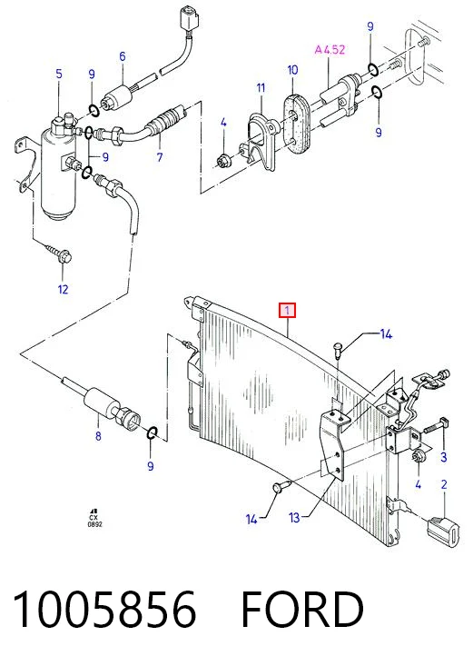 Radiador de aparelho de ar condicionado para Ford Fiesta COURIER F3L, F5L