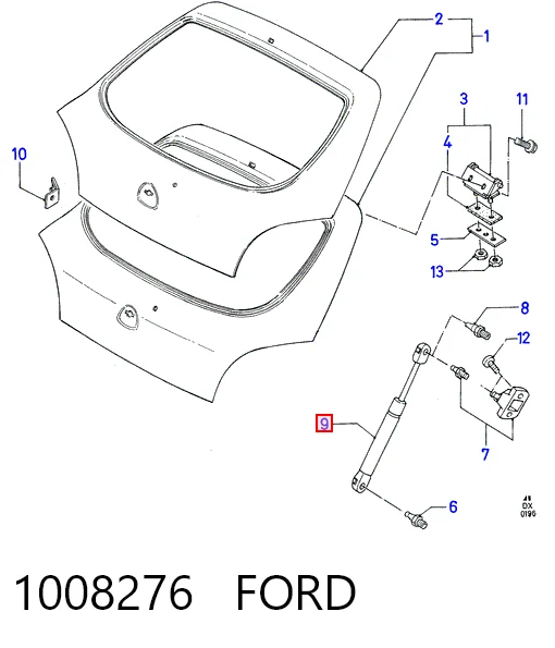 Amortecedor de tampa de porta-malas (de 3ª/5ª porta traseira) Ford Fiesta IV JAS, JBS ao melhor preço