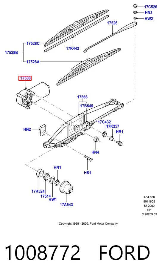 Motor de limpador pára-brisas do pára-brisas Ford Fiesta Mk4 JAS, JBS