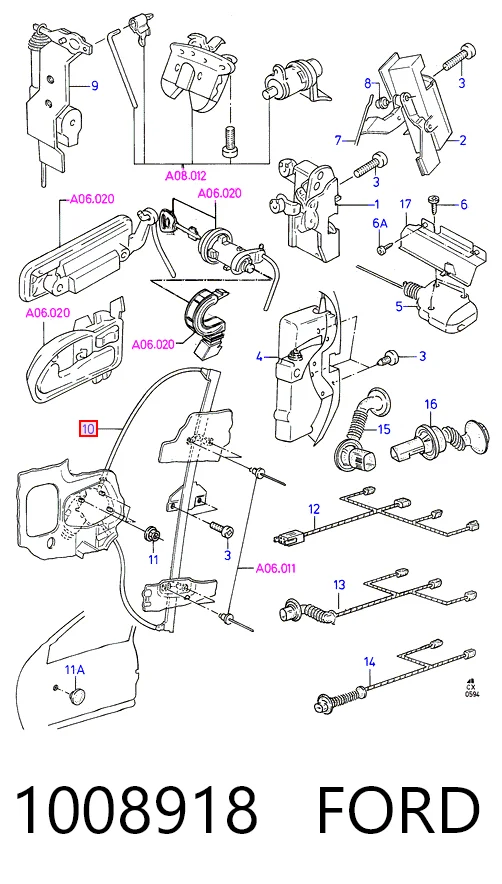  Mecanismo de acionamento de vidro da porta dianteira direita Ford Fiesta Mk2 hatchback (FBD) (1983 - 1989) Mk2