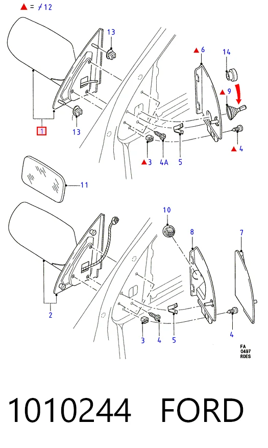  Espelho de retrovisão esquerdo Ford Escort V hatchback (GAL) (1990 - 1992) V