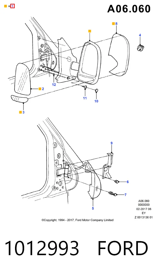Espelho de retrovisão esquerdo Ford Transit IV E