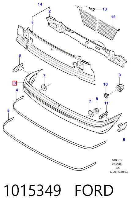Pára-choque traseiro para Ford Fiesta Mk3 GFJ