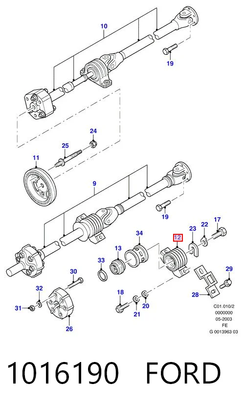 1016190 Ford Acoplamento de rolamento suspenso da junta universal