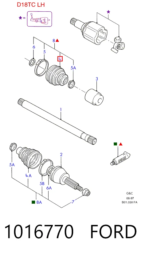 Compre Bota de proteção interna de junta homocinética do semieixo dianteiro Ford Escort 5