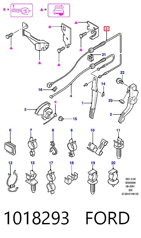Cabo/pedal de gás (de acelerador) Ford Fiesta Mk4 JAS, JBS