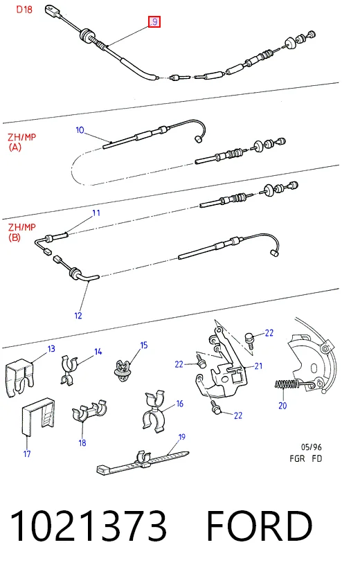 Cabo/pedal de gás (de acelerador) para Ford Mondeo II BFP