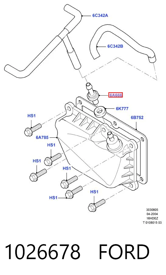 1026678 Ford Válvula PCV de ventilação dos gases de cárter