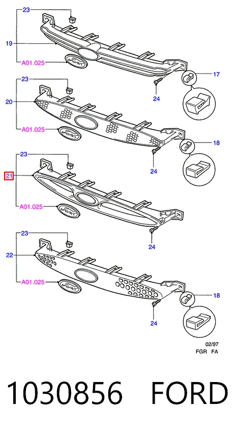 Compre Grelha do radiador Ford Escort 