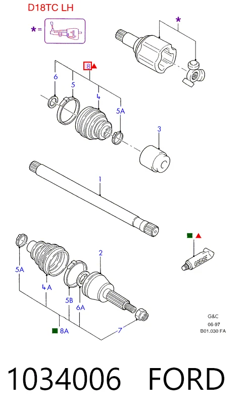 Bota de proteção interna de junta homocinética do semieixo dianteiro para Ford Mondeo BFP