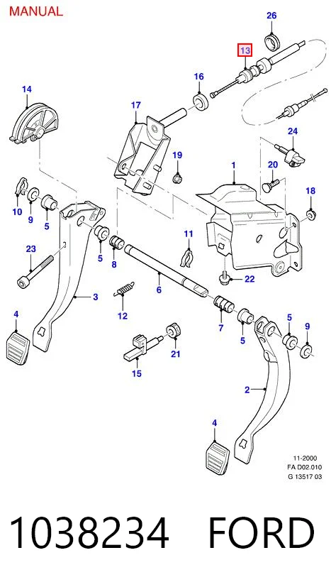 Cabo de embraiagem para Ford Escort ANL
