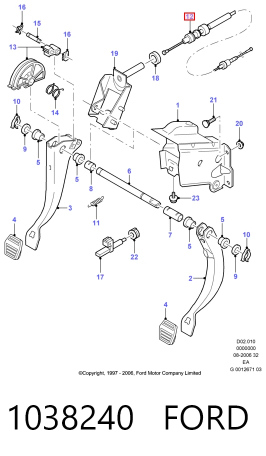  Cabo de embraiagem Ford Escort '95 сaixa (AVL) (1995 - 2001) '95