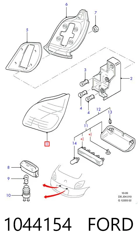 Lanterna traseira direita para Ford Fiesta Mk4 JAS, JBS