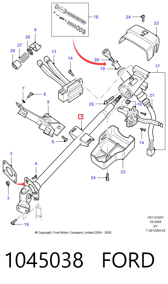 Coluna da direção para Ford Transit E