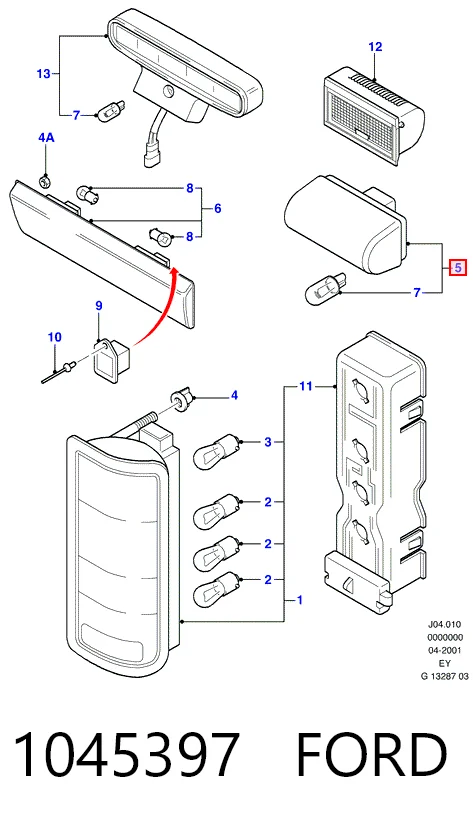  Lanterna da luz de fundo de matrícula traseira Ford Transit IV сaixa (E) (1994 - 2000) IV