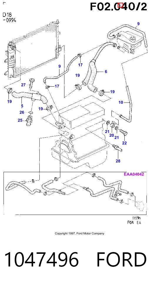 Tanque de expansão do sistema de esfriamento para Ford Escort VII GAL, AAL, ABL