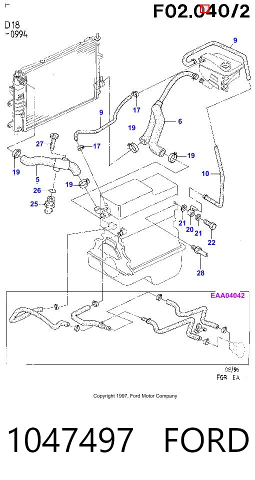 Tanque de expansão do sistema de esfriamento Ford Escort VII GAL, AAL, ABL