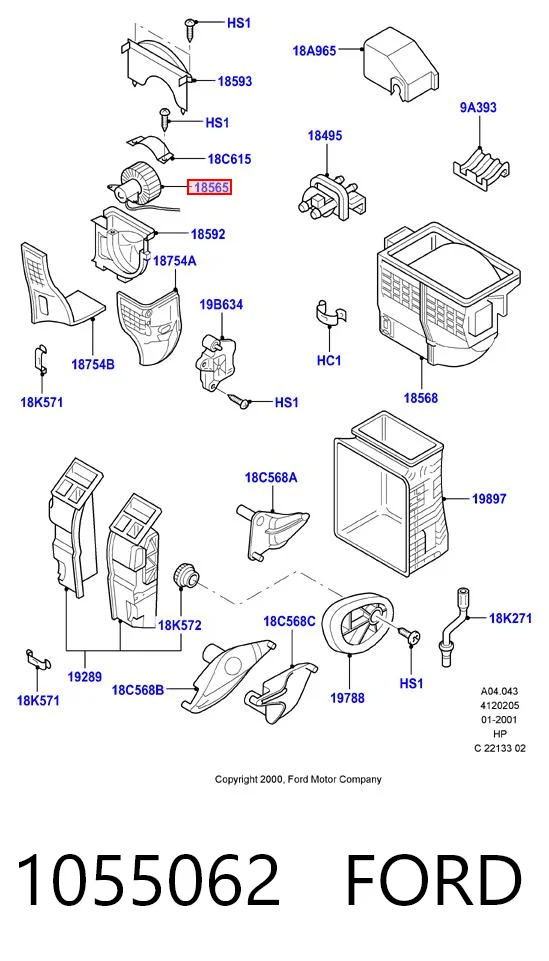 1055062 Ford Motor de ventilador de forno (de aquecedor de salão)