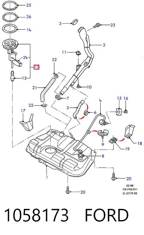 Sensor do nível de combustível no tanque para Ford Fiesta JAS, JBS