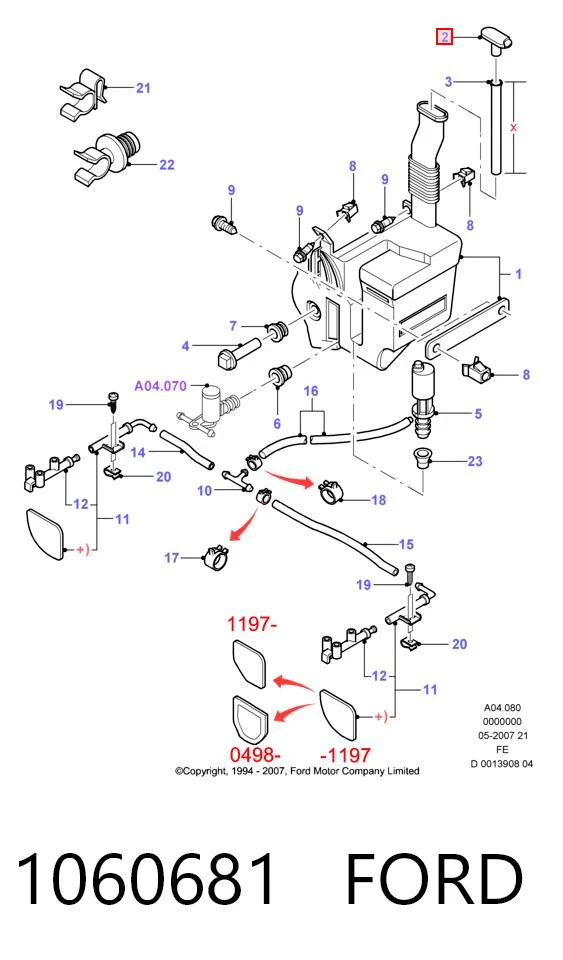 1060681 Ford Tampa de tanque de fluido para lavador