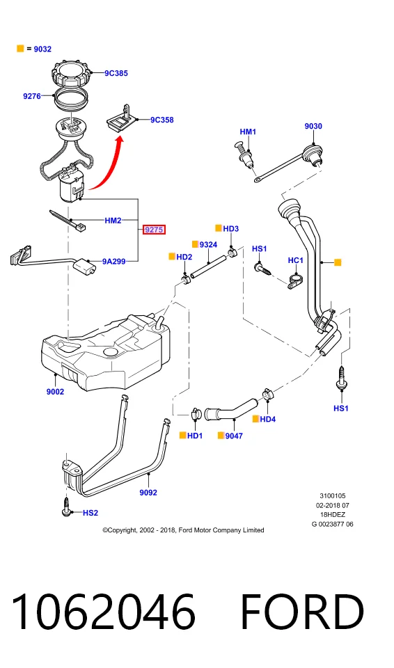1062046 Ford Módulo de bomba de combustível com sensor do nível de combustível