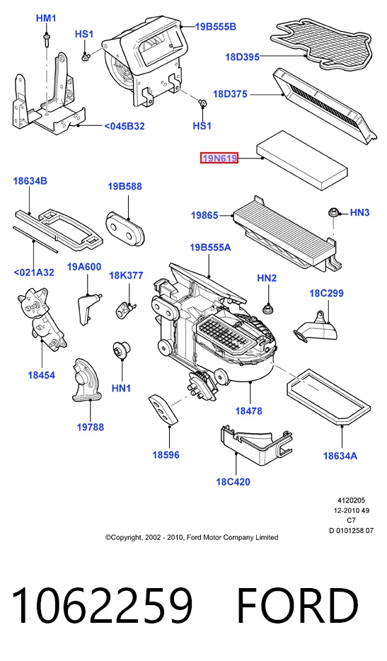 1062259 Ford Filtro de salão