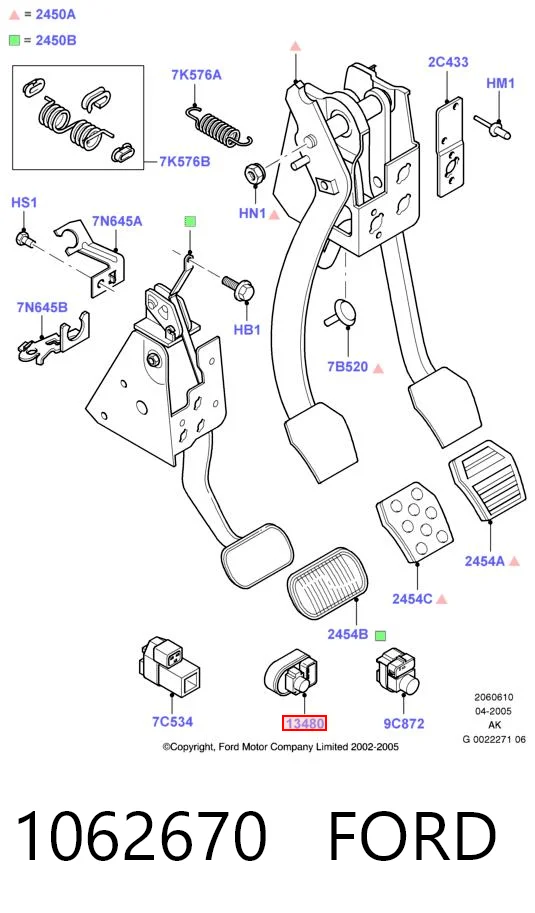 1062670 Ford Sensor de ativação do sinal de parada