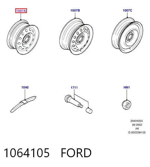 1064105 Ford Discos de roda de aço (estampados)