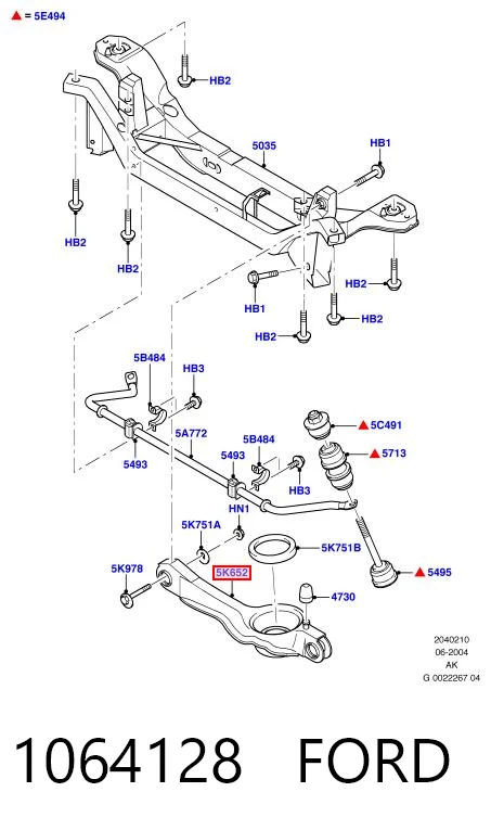 1064128 Ford Braço oscilante inferior esquerdo de suspensão traseira/direita