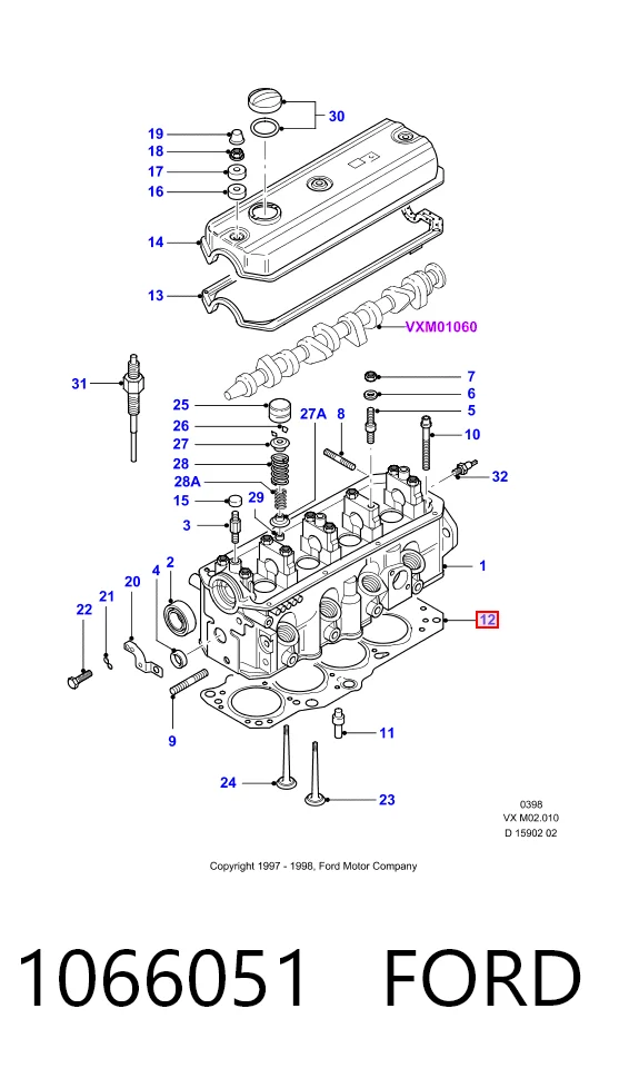  Vedante de cabeça de motor (CBC) Ford Galaxy I VX monovolume (WGR) (1994 - 2000) I VX