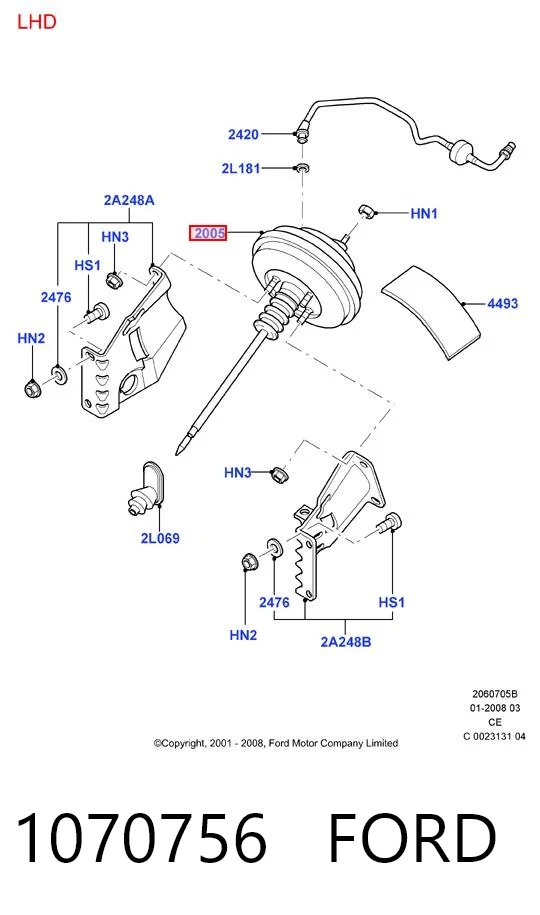 1070756 Ford Reforçador dos freios a vácuo