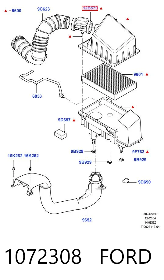 1072308 Ford Sensor de fluxo (consumo) de ar, medidor de consumo M.A.F. - (Mass Airflow)