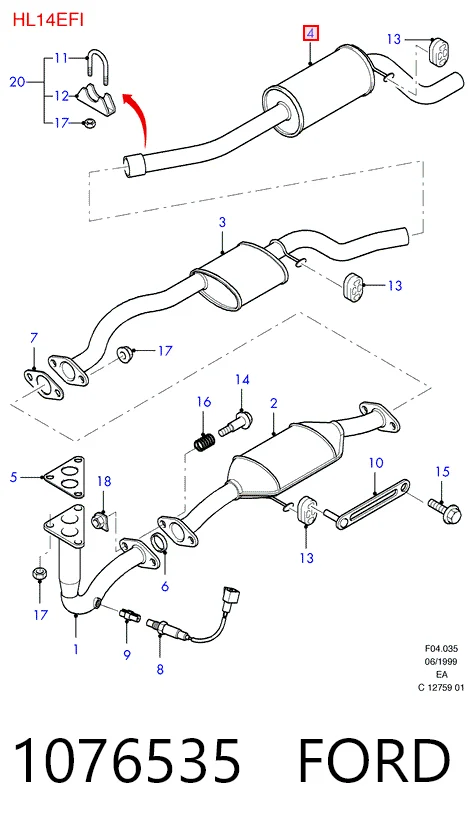 Silenciador, parte traseira para Ford Escort V GAL