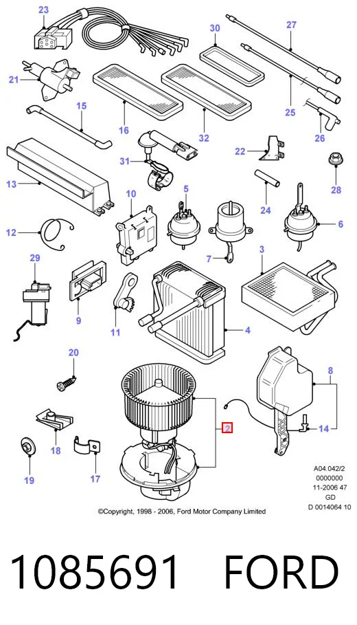  Motor de ventilador de forno (de aquecedor de salão) Ford Mondeo I hatchback (GBP) (1993 - 1996) I