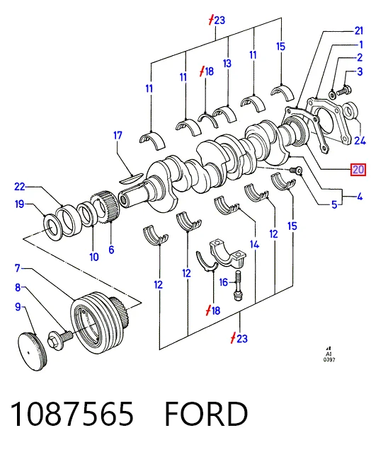 Vedação traseira de cambota de motor Ford Transit IV T