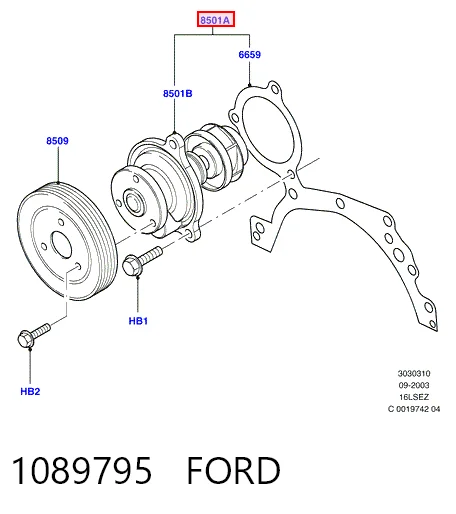 1089795 Ford Bomba de água (bomba) de esfriamento