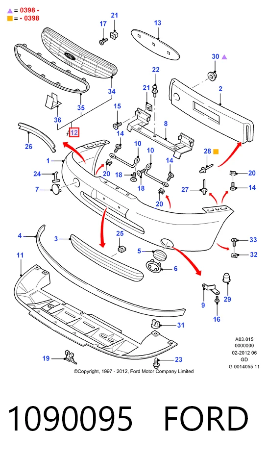 Grelha do radiador Ford Mondeo II BFP