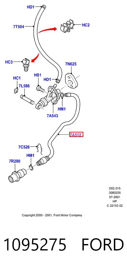 1095275 Ford Mangueira de embraiagem
