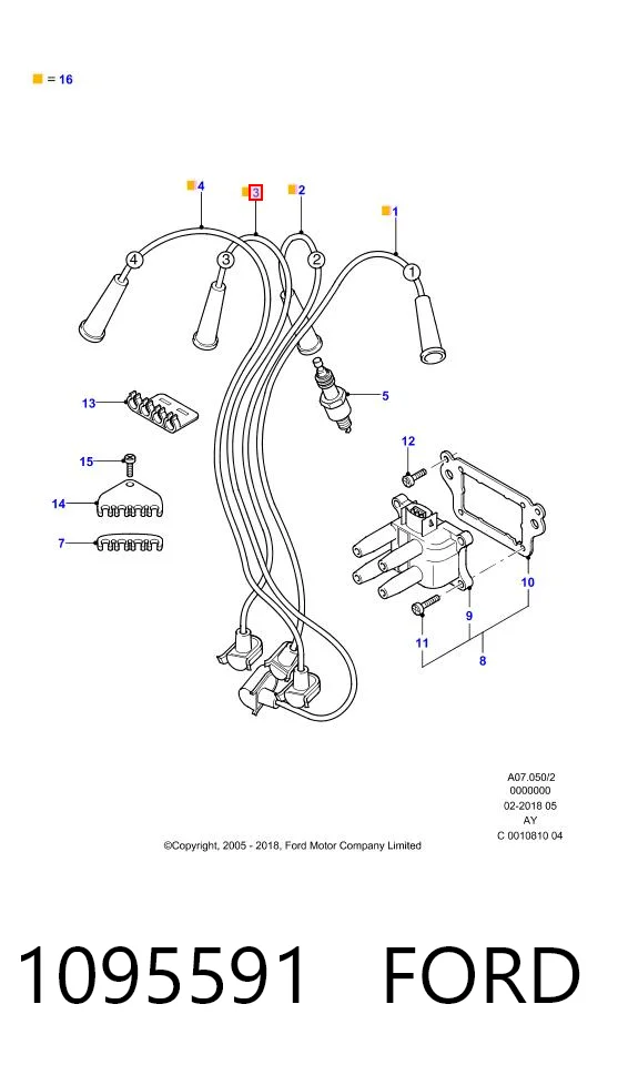  Fios de alta voltagem, kit Ford Ka hatchback (RBT) (1996 - 2008) 
