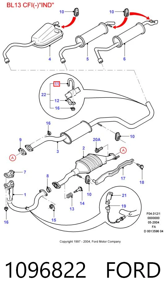 1096822 Ford Braçadeira de silenciador dianteira