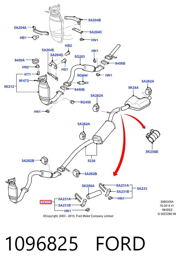 1096825 Ford Braçadeira de silenciador dianteira