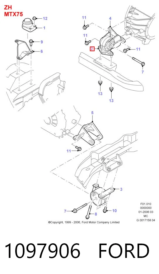  Coxim (suporte) dianteiro de motor Ford Mondeo II carrinha (BNP) (1996 - 2000) II