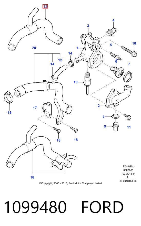 Mangueira (cano derivado) do sistema de esfriamento Ford Fiesta preço, a partir de 22,09 USD