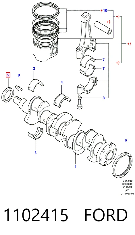 Vedação dianteira de cambota de motor para Ford Fiesta Mk2 FBD