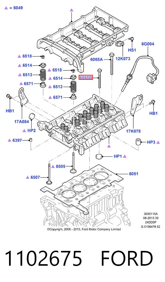 1102675 Ford Parafuso de cabeça de motor (CBC)
