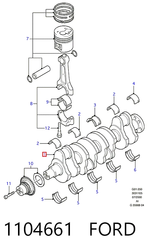 Cambota de motor para Ford Transit V184/5