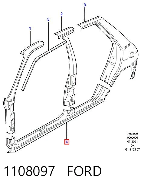 Acesso externo direito para Ford Fiesta JAS, JBS