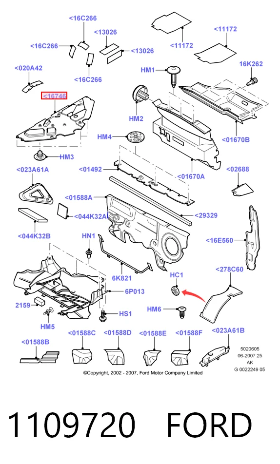  Isolamento de ruído da capota Ford Focus I sedan (DFW) (1999 - 2005) I