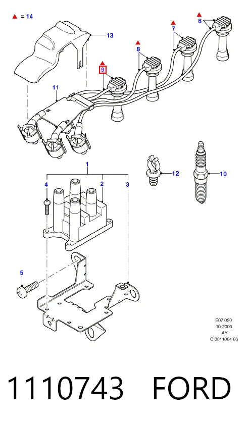 1110743 Ford Fios de alta voltagem, kit