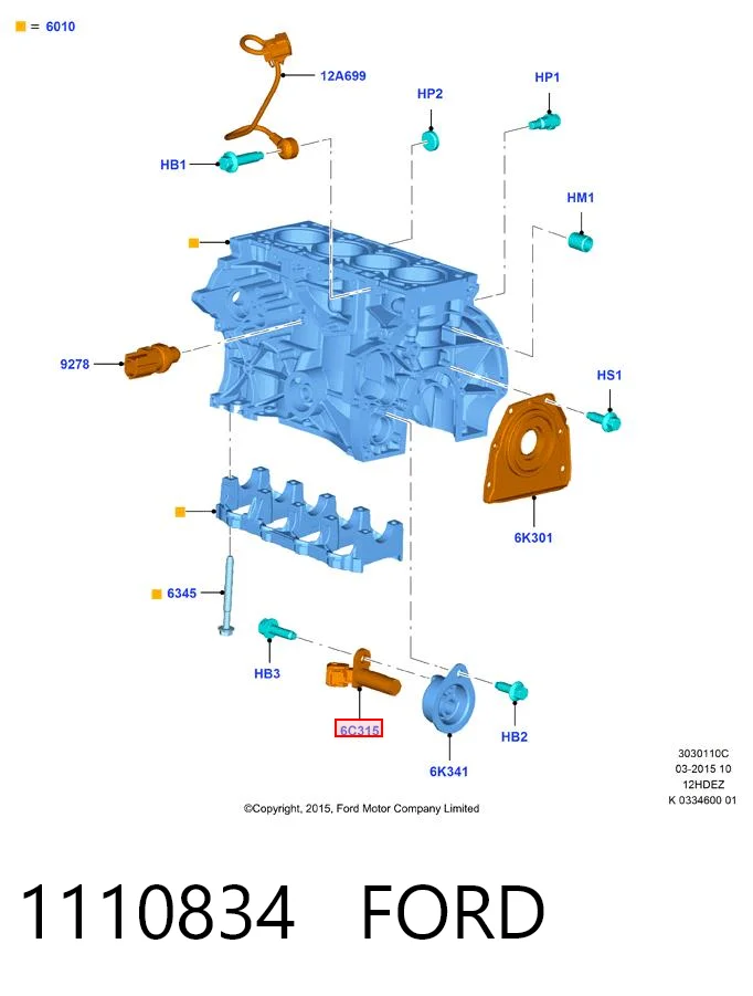 1110834 Ford Sensor de posição (de revoluções) de cambota